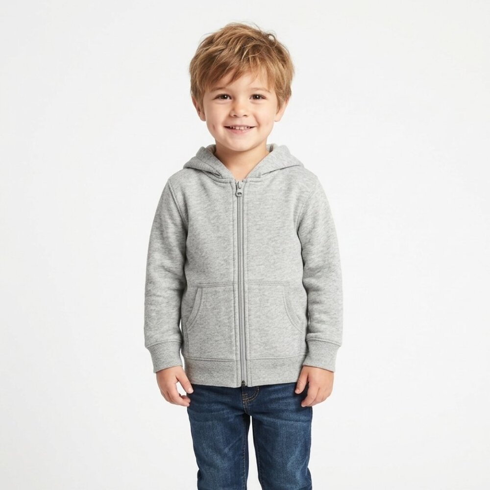 Amazon Essentials Brand Boy's Grey Zipped Hoodie with Pockets - 4T